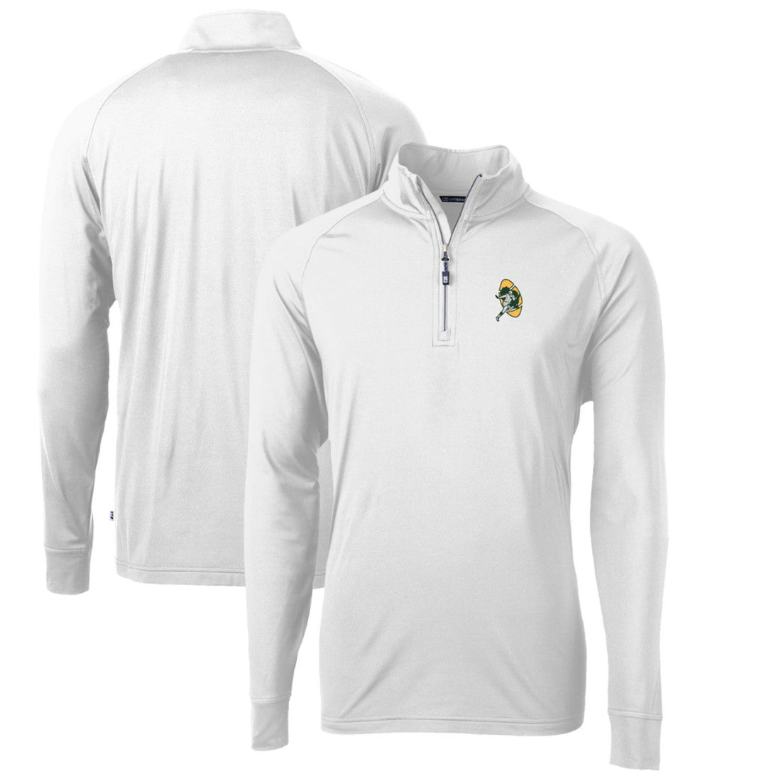 Green Bay Packers Cutter & Buck Adapt Eco Knit Stretch Recycled Quarter-Zip Throwback Pullover Top White - NFL