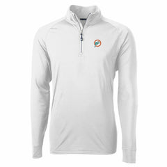 Miami Dolphins Cutter & Buck Adapt Eco Knit Stretch Recycled Quarter-Zip Throwback Pullover Top White - NFL