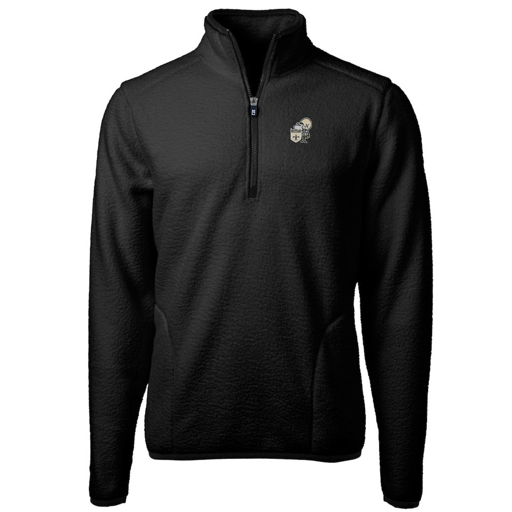 New Orleans Saints Cutter & Buck Throwback Eco Sherpa Fleece Quarter-Zip Pullover Jacket Black - NFL