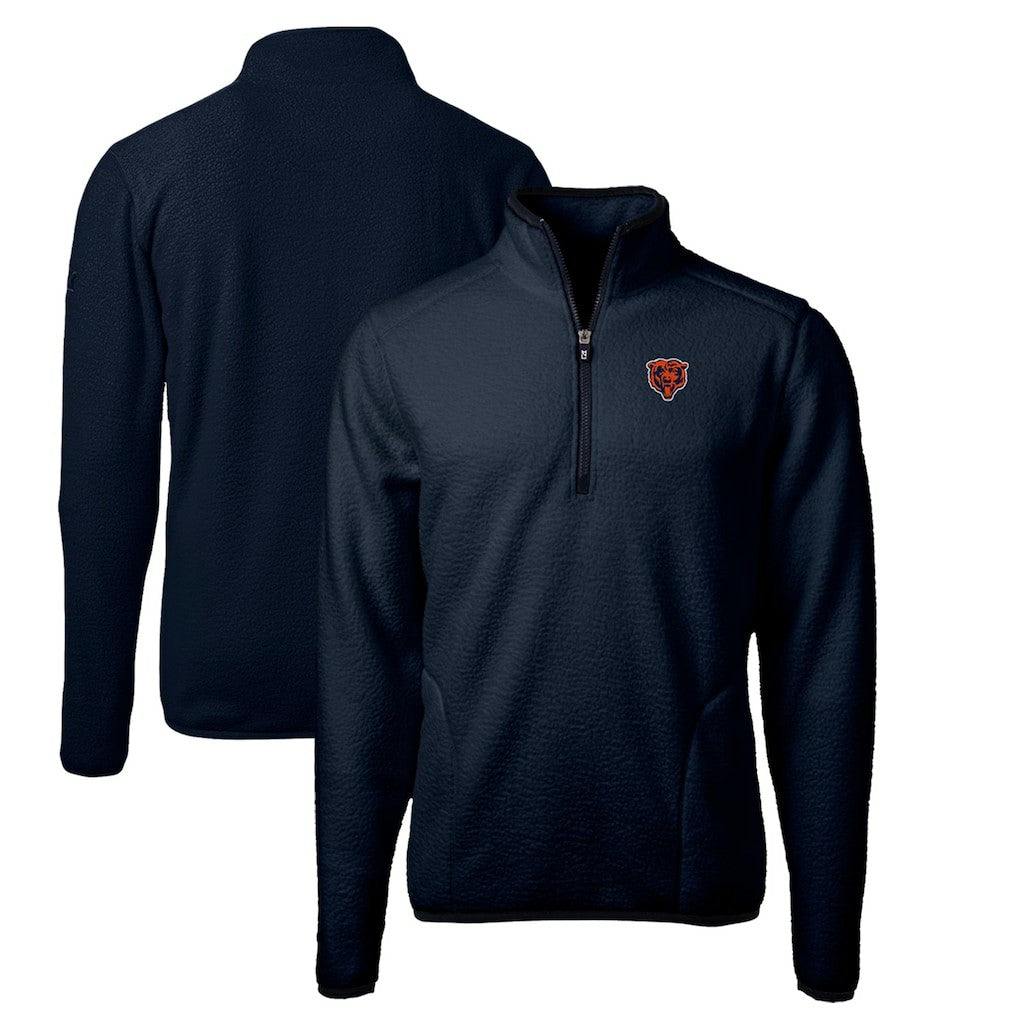 Chicago Bears Cutter & Buck Throwback Eco Sherpa Fleece Quarter-Zip Pullover Jacket Navy - NFL
