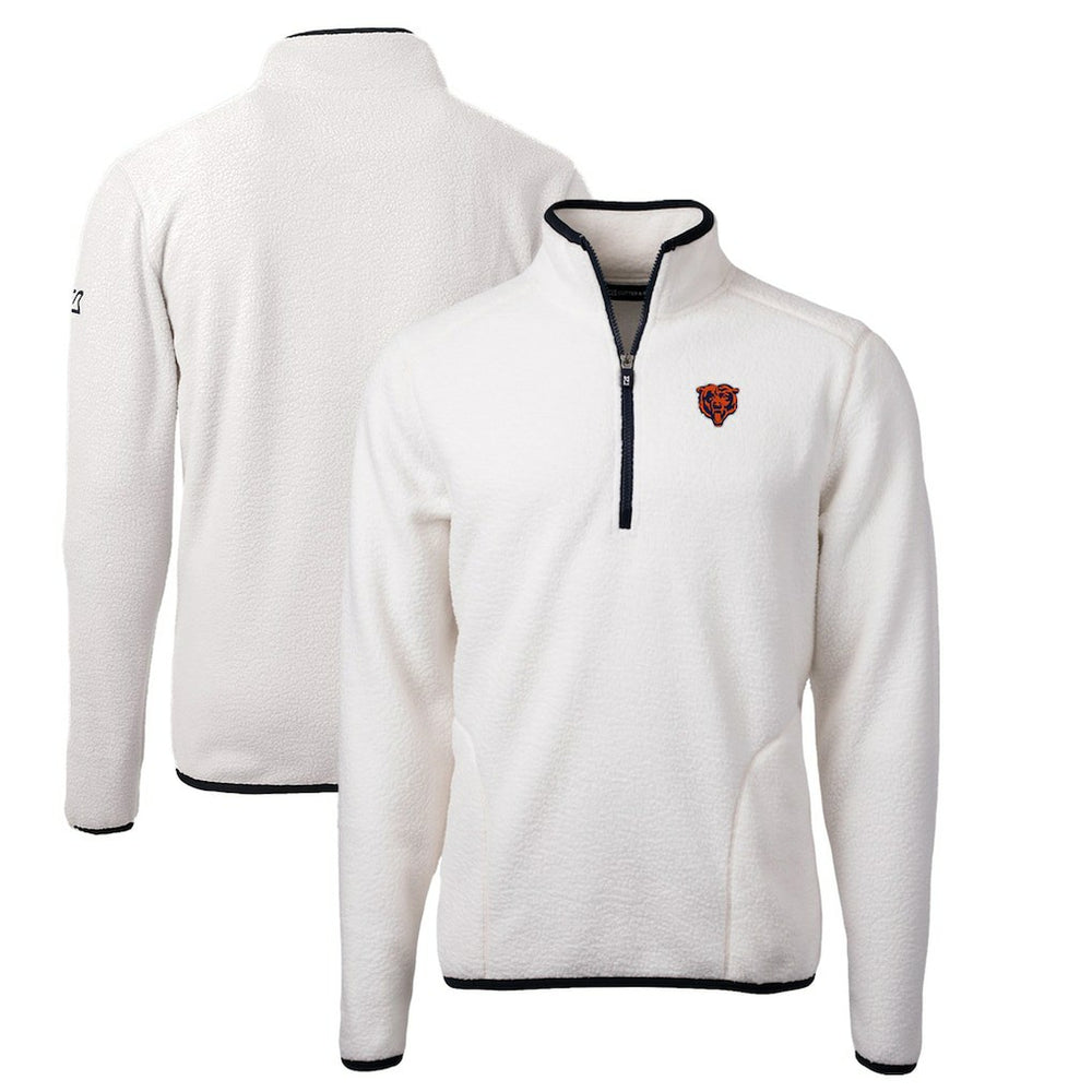 Chicago Bears Cutter & Buck Throwback Eco Sherpa Fleece Quarter-Zip Pullover Jacket White - NFL