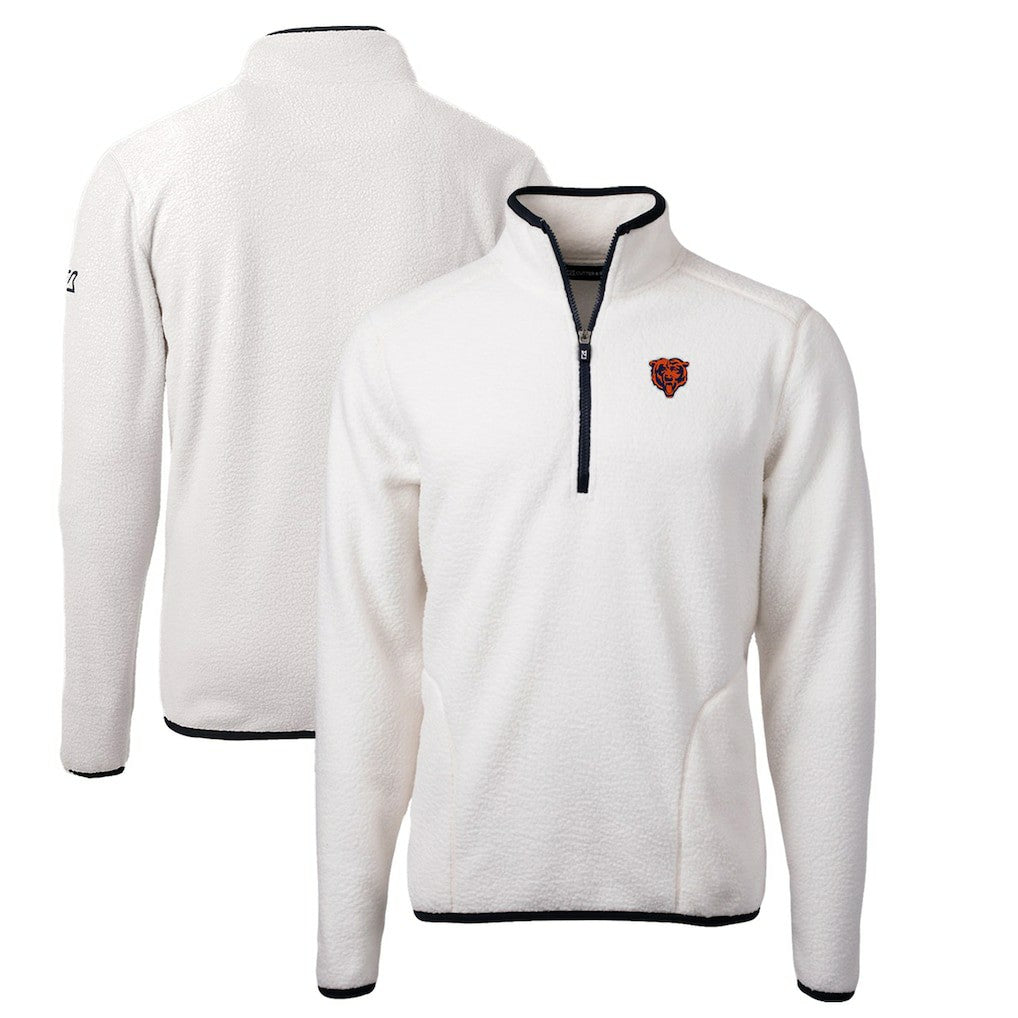 Chicago Bears Cutter & Buck Throwback Eco Sherpa Fleece Quarter-Zip Pullover Jacket White - NFL