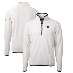 Chicago Bears Cutter & Buck Throwback Eco Sherpa Fleece Quarter-Zip Pullover Jacket White - NFL