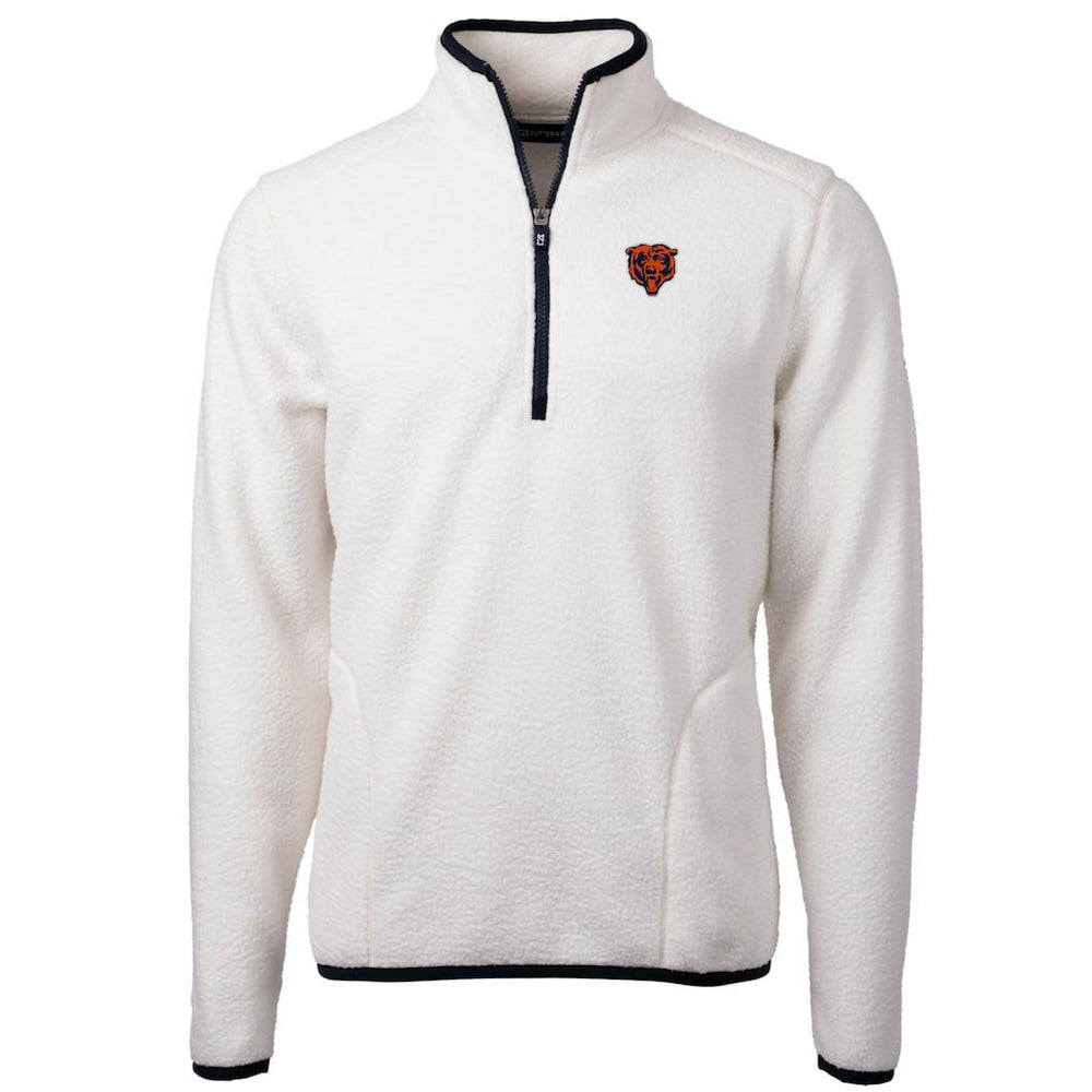 Chicago Bears Cutter & Buck Throwback Eco Sherpa Fleece Quarter-Zip Pullover Jacket White - NFL
