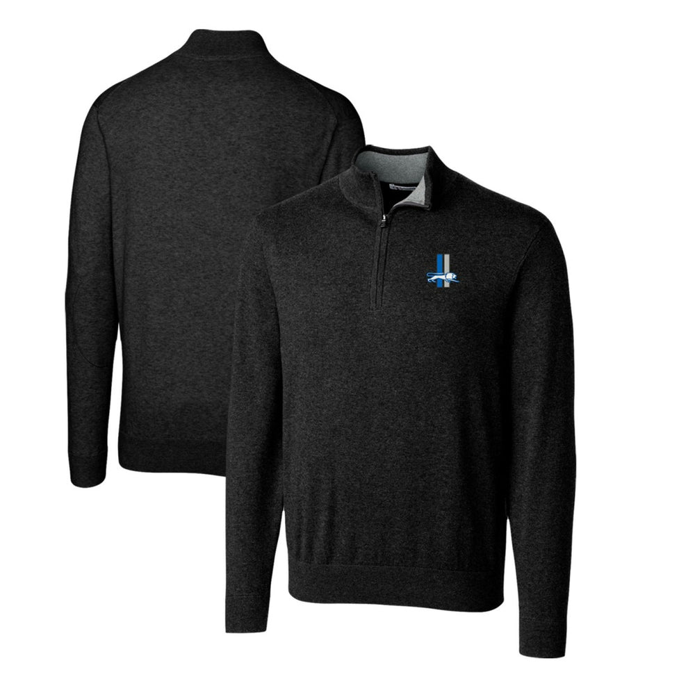 Detroit Lions Cutter & Buck Throwback Logo Lakemont Tri-Blend Quarter-Zip Pullover Sweater Black - NFL