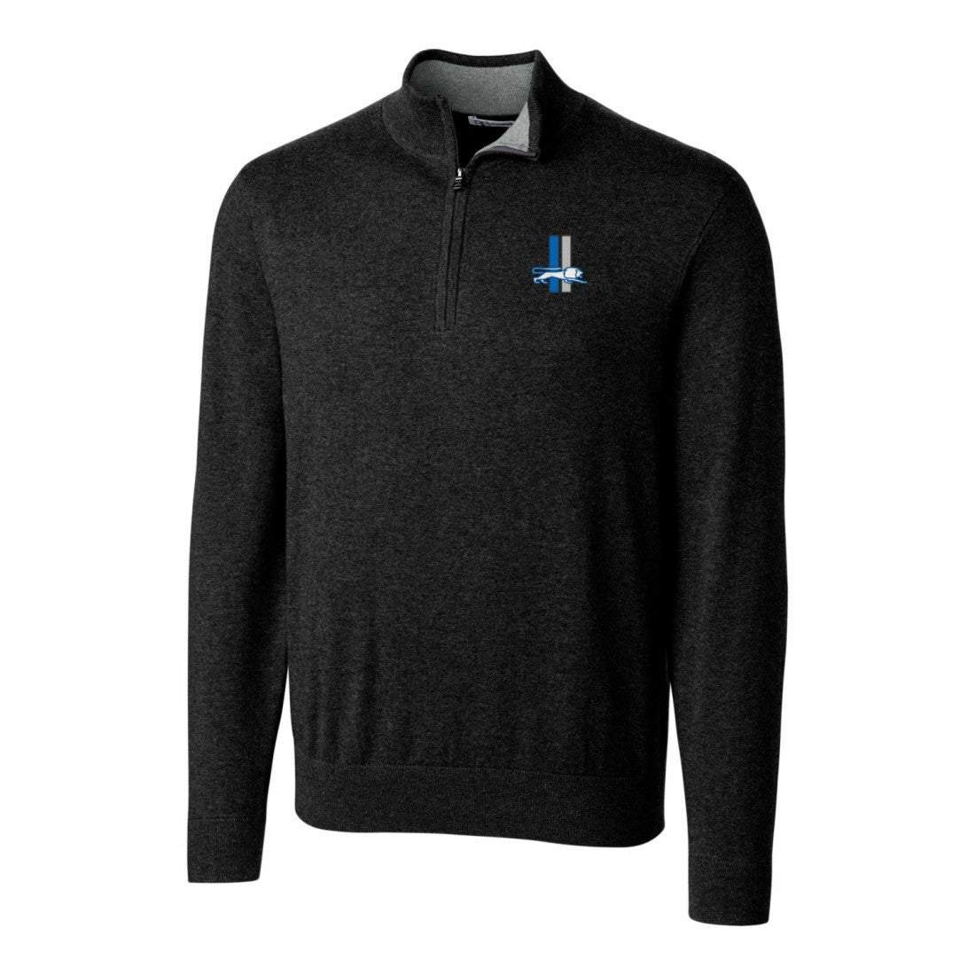 Detroit Lions Cutter & Buck Throwback Logo Lakemont Tri-Blend Quarter-Zip Pullover Sweater Black - NFL