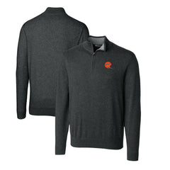Cincinnati Bengals Cutter & Buck Throwback Logo Lakemont Tri-Blend Quarter-Zip Pullover Sweater Heather Charcoal - NFL