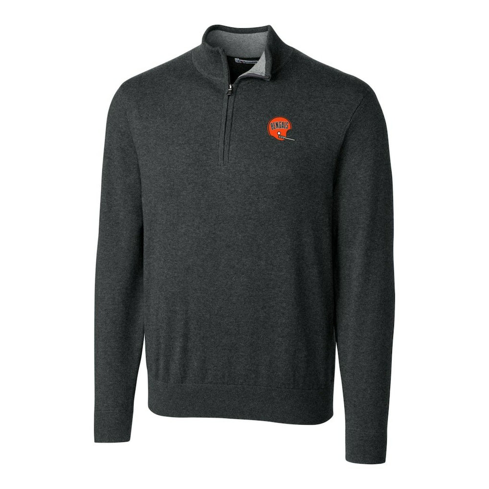 Cincinnati Bengals Cutter & Buck Throwback Logo Lakemont Tri-Blend Quarter-Zip Pullover Sweater Heather Charcoal - NFL