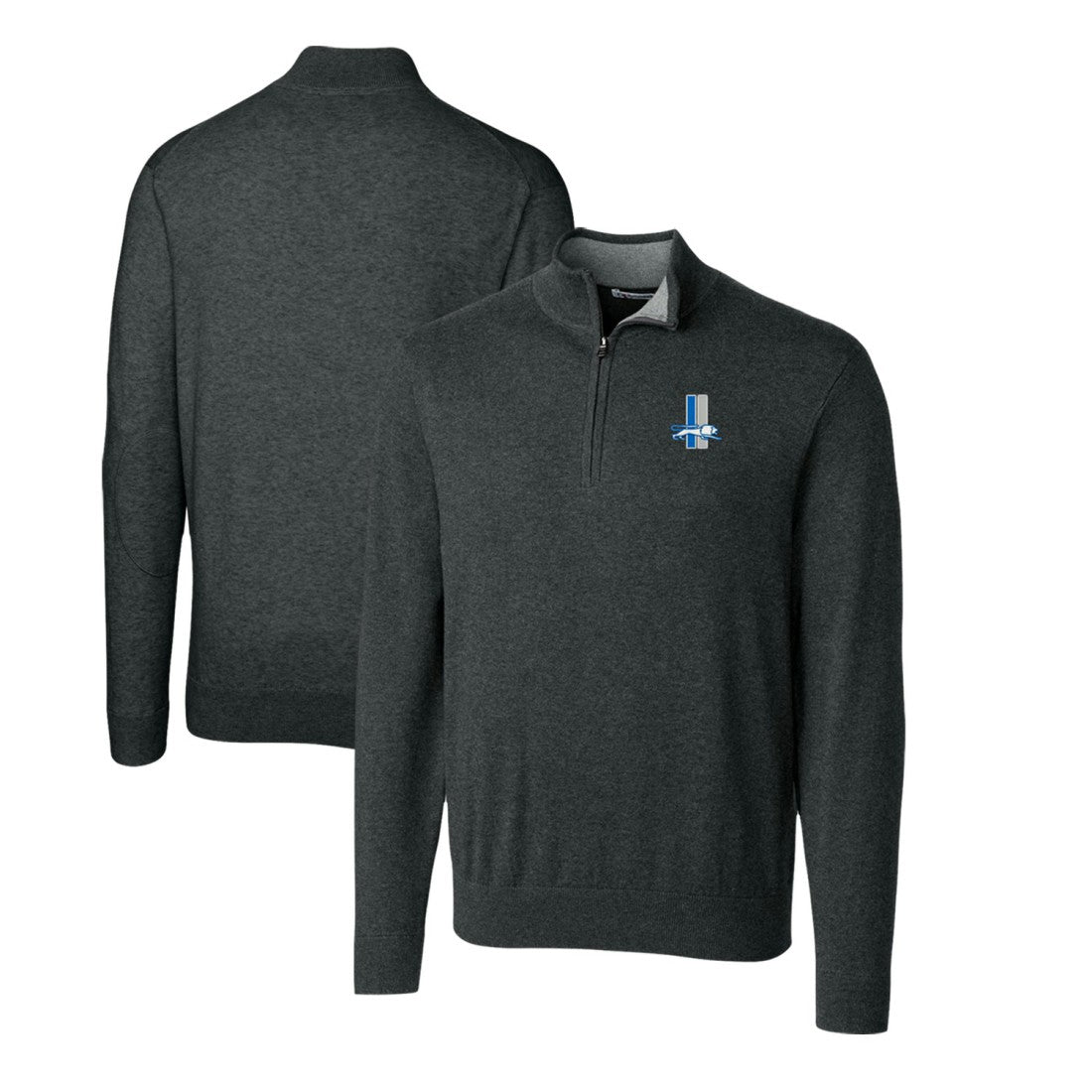 Detroit Lions Cutter & Buck Throwback Logo Lakemont Tri-Blend Quarter-Zip Pullover Sweater Heather Charcoal - NFL