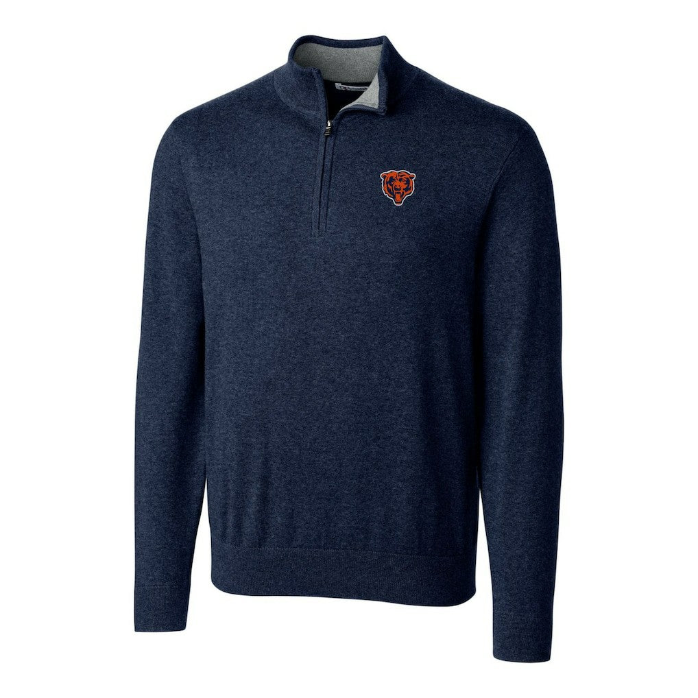 Chicago Bears Cutter & Buck Throwback Logo Lakemont Tri-Blend Quarter-Zip Pullover Sweater Navy - NFL