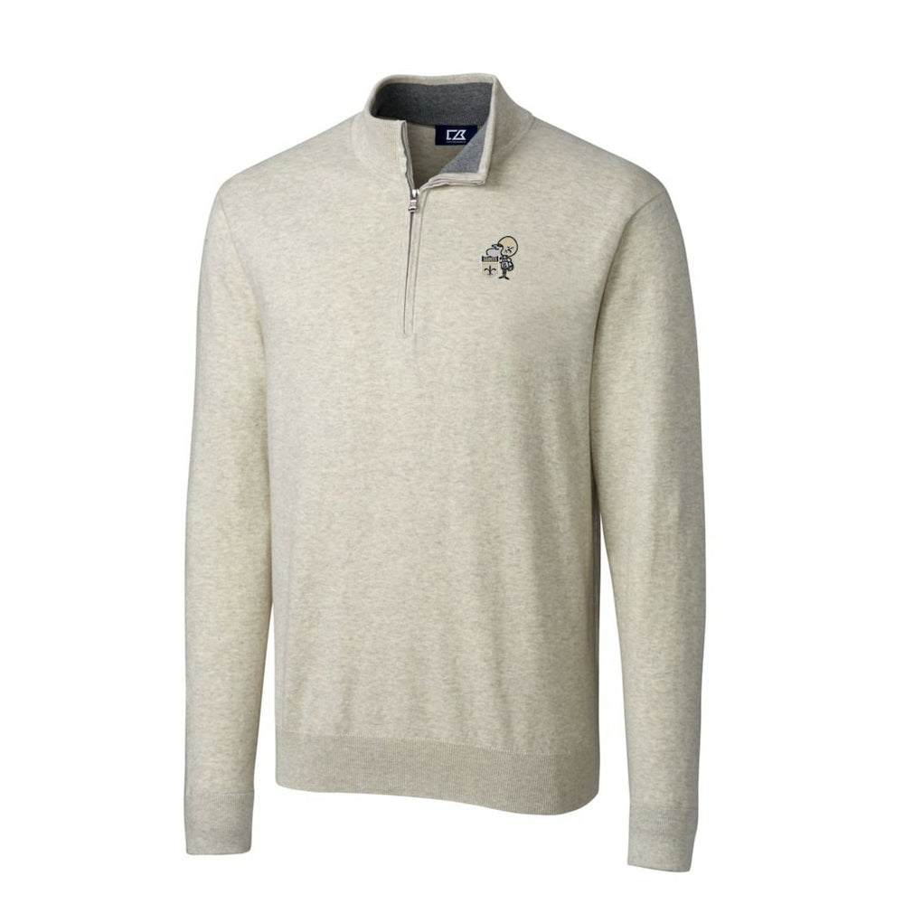 New Orleans Saints Cutter & Buck Throwback Logo Lakemont Tri-Blend Quarter-Zip Pullover Sweater Oatmeal - NFL