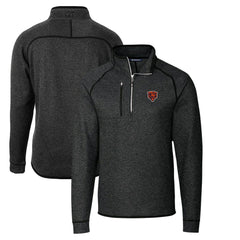 Chicago Bears Cutter & Buck Throwback Logo Mainsail Sweater-Knit Half-Zip Pullover Jacket Heather Charcoal - NFL