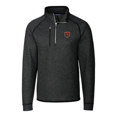 Chicago Bears Cutter & Buck Throwback Logo Mainsail Sweater-Knit Half-Zip Pullover Jacket Heather Charcoal - NFL