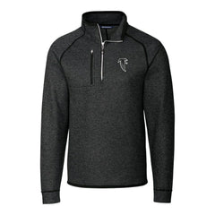 Atlanta Falcons Cutter & Buck Throwback Logo Mainsail Sweater-Knit Half-Zip Pullover Jacket Heather Charcoal - NFL
