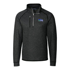 Seattle Seahawks Cutter & Buck Throwback Logo Mainsail Sweater-Knit Half-Zip Pullover Jacket Heather Charcoal - NFL