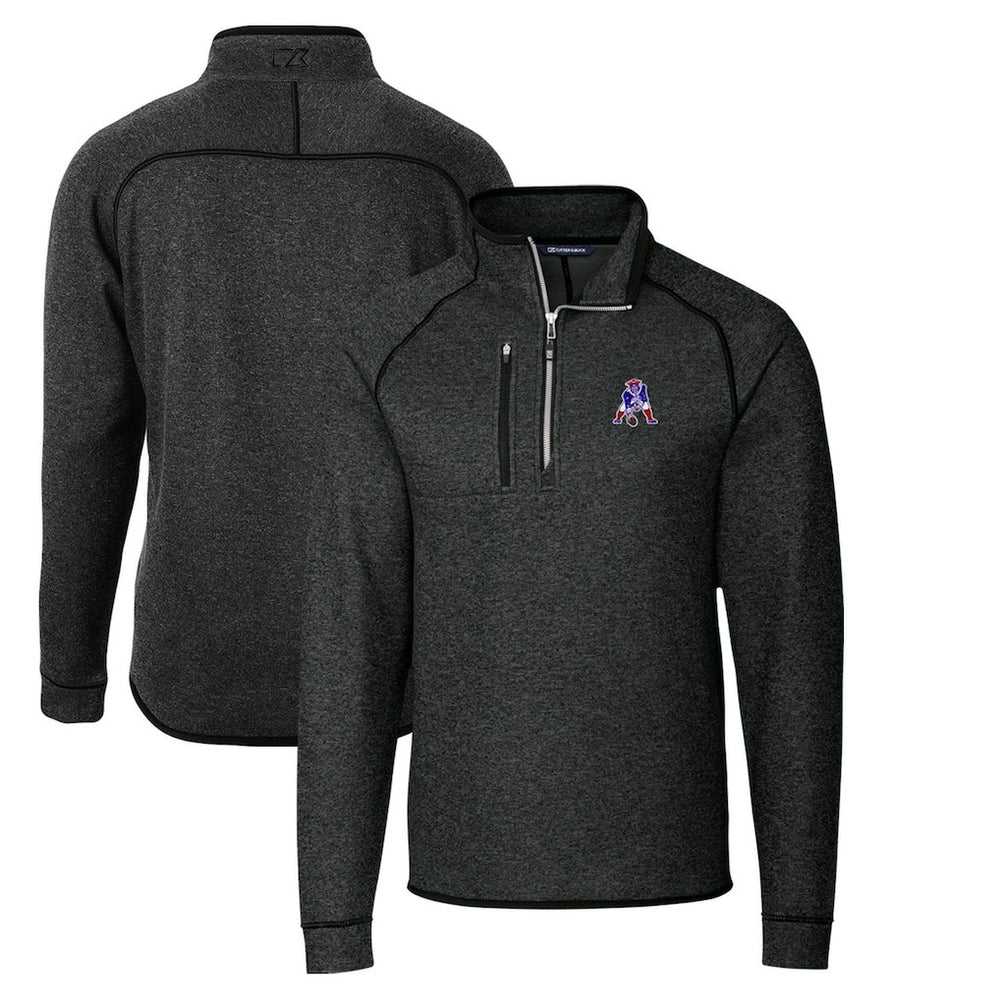 New England Patriots Cutter & Buck Throwback Logo Mainsail Sweater-Knit Half-Zip Pullover Jacket Heather Charcoal - NFL