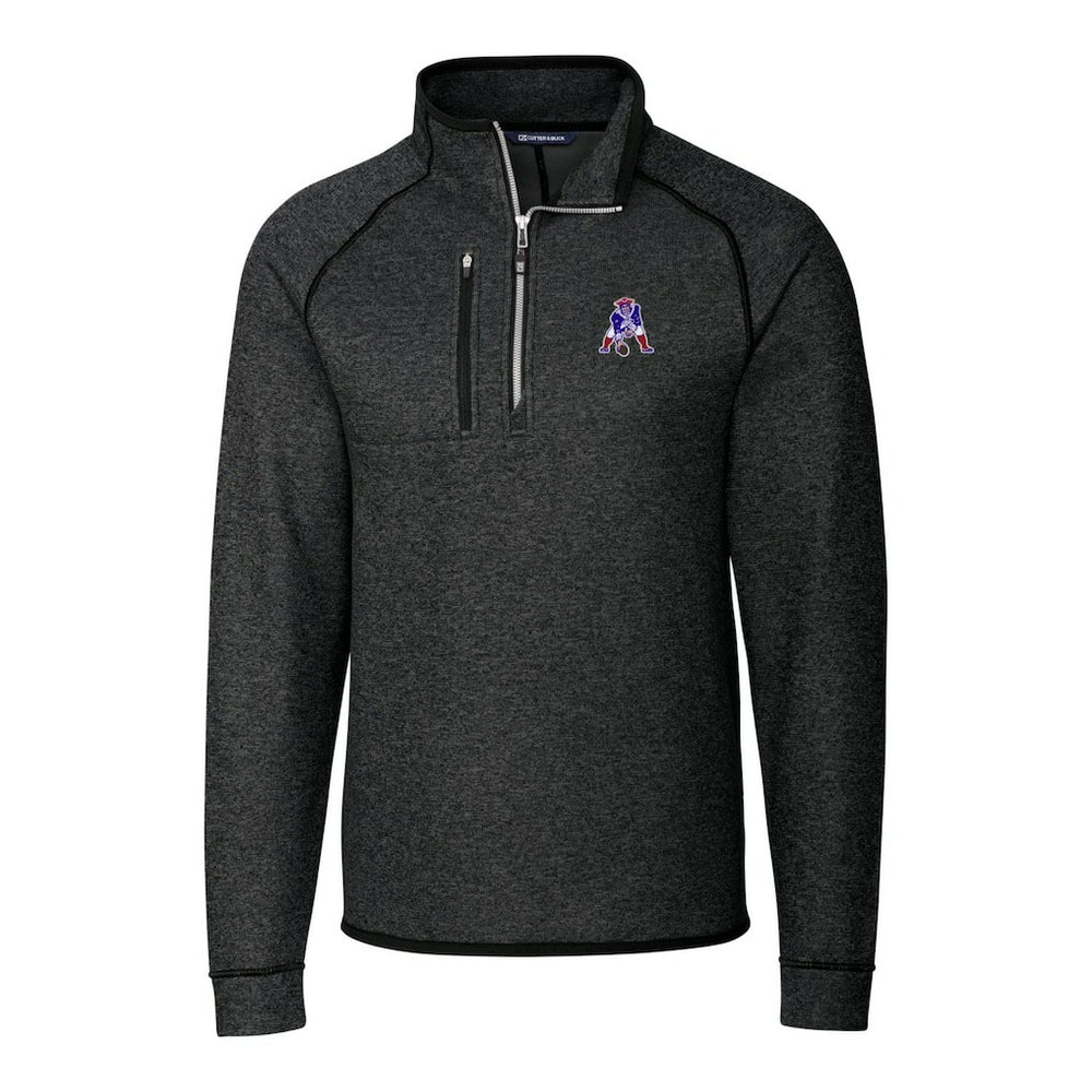 New England Patriots Cutter & Buck Throwback Logo Mainsail Sweater-Knit Half-Zip Pullover Jacket Heather Charcoal - NFL