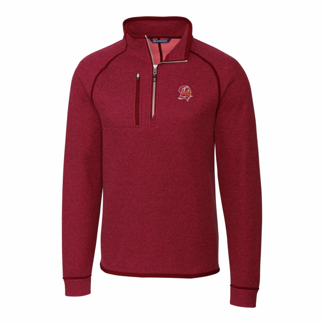 Tampa Bay Buccaneers Cutter & Buck Mainsail Sweater-Knit Half-Zip Pullover Jacket Red - NFL
