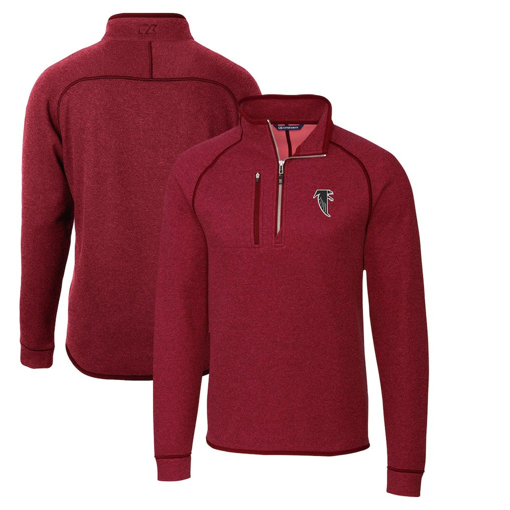 Atlanta Falcons Cutter & Buck Mainsail Sweater-Knit Half-Zip Pullover Jacket Red - NFL