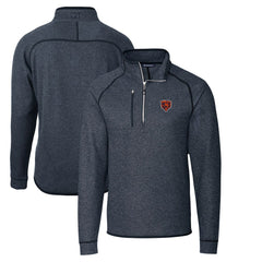 Chicago Bears Cutter & Buck Throwback Logo Mainsail Sweater-Knit Half-Zip Pullover Jacket Heather Navy - NFL