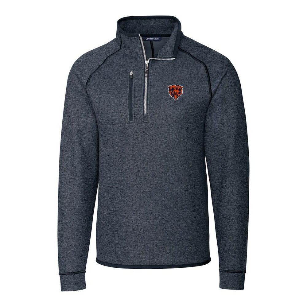 Chicago Bears Cutter & Buck Throwback Logo Mainsail Sweater-Knit Half-Zip Pullover Jacket Heather Navy - NFL