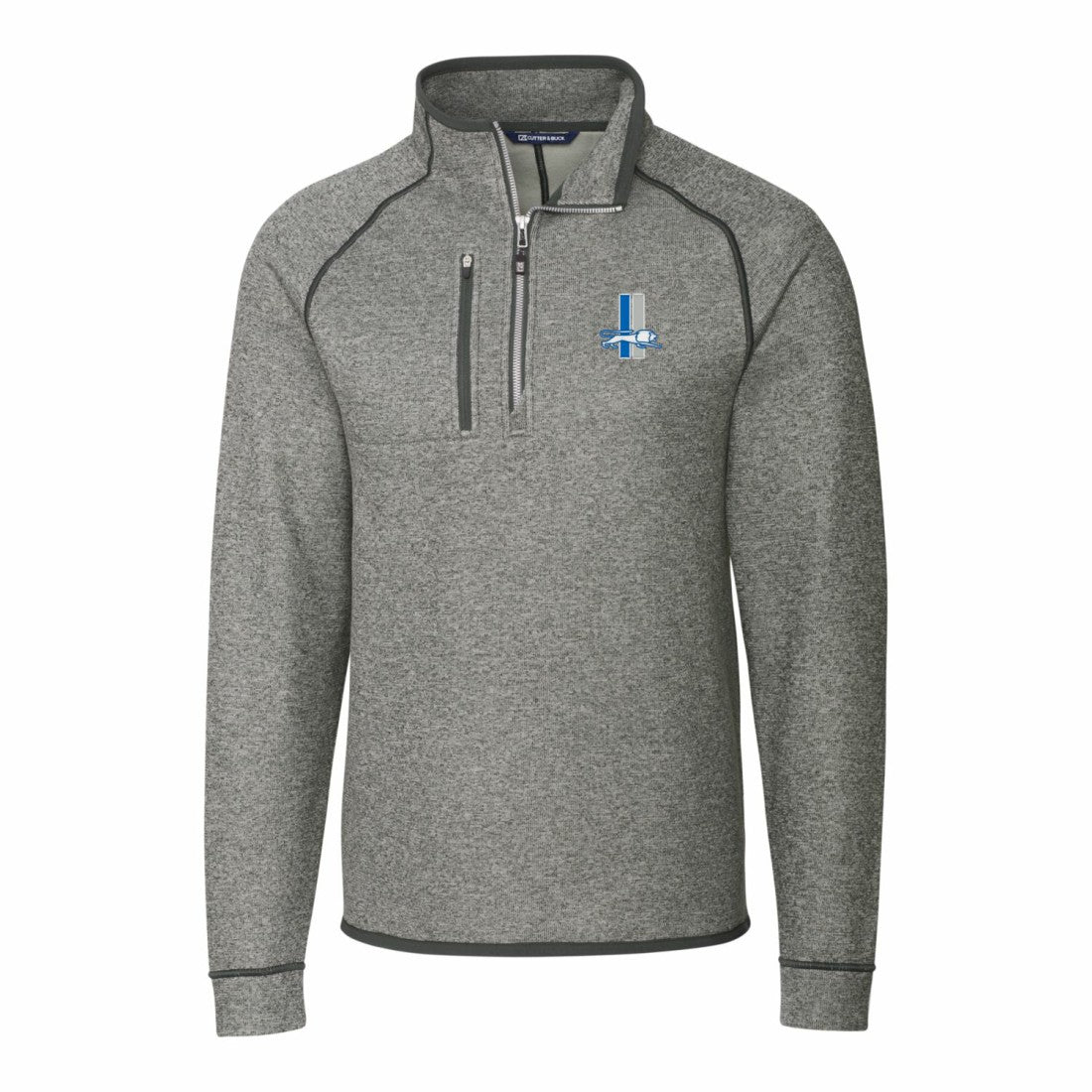 Detroit Lions Cutter & Buck Throwback Logo Mainsail Sweater-Knit Half-Zip Pullover Jacket Heather Gray - NFL