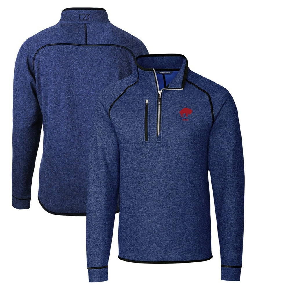 Buffalo Bills Cutter & Buck Throwback Logo Mainsail Sweater-Knit Half-Zip Pullover Jacket Heather Royal - NFL