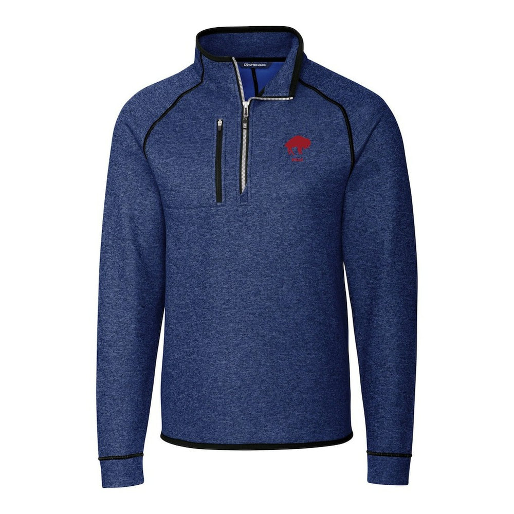 Buffalo Bills Cutter & Buck Throwback Logo Mainsail Sweater-Knit Half-Zip Pullover Jacket Heather Royal - NFL