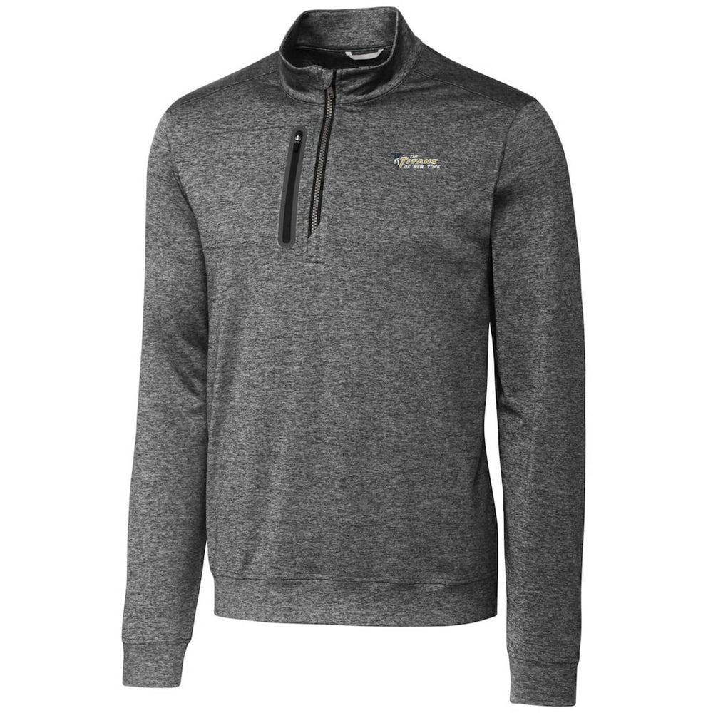 New York Jets Cutter & Buck Stealth Heathered Throwback Logo Quarter-Zip Pullover Top Steel - NFL