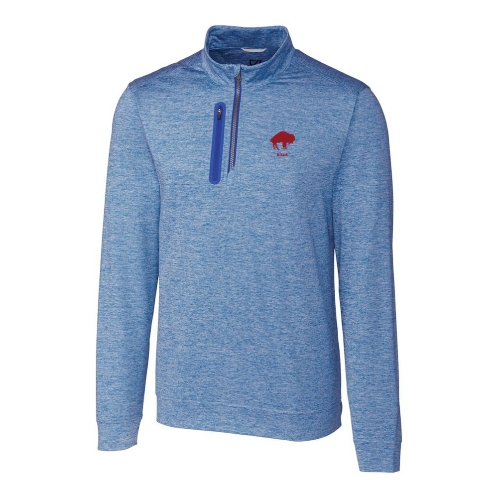Buffalo Bills Cutter & Buck Stealth Heathered Throwback Logo Quarter-Zip Pullover Top Royal - NFL