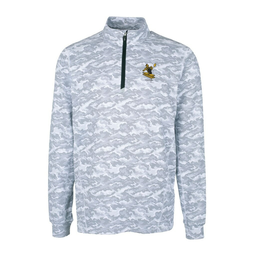 Pittsburgh Steelers Cutter & Buck Throwback Logo Traverse Camo Print Stretch Quarter-Zip Pullover Top Charcoal - NFL