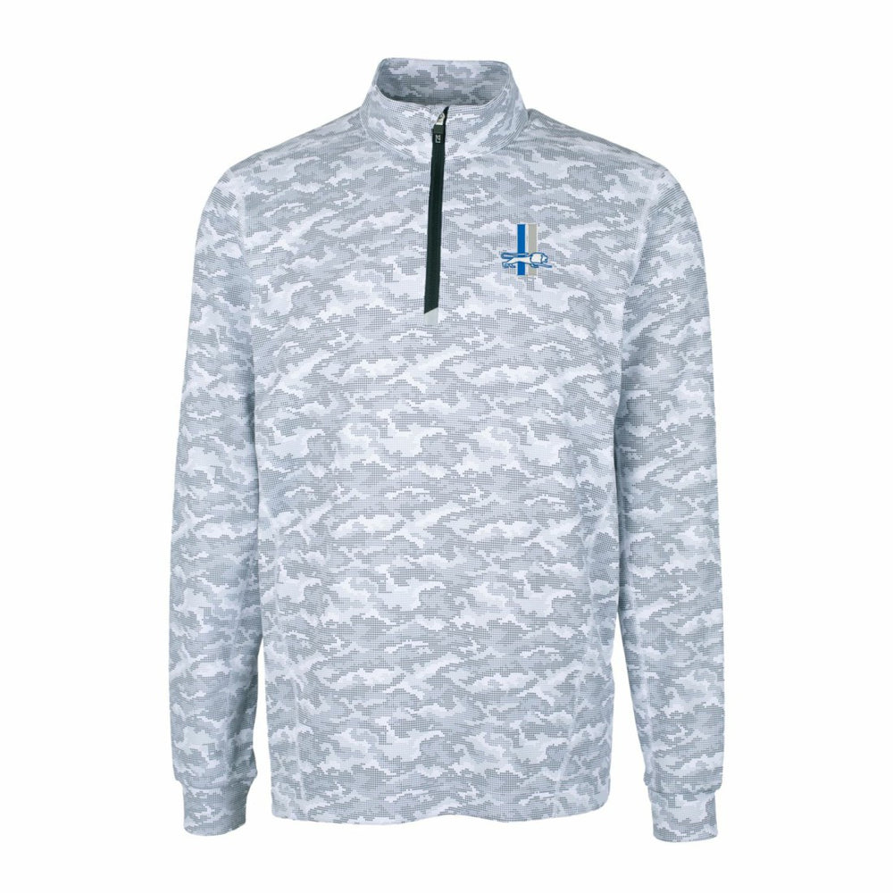 Detroit Lions Cutter & Buck Throwback Logo Traverse Camo Print Stretch Quarter-Zip Pullover Top Charcoal - NFL