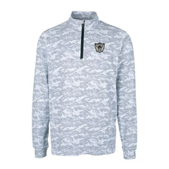 Las Vegas Raiders Cutter & Buck Throwback Logo Traverse Camo Print Stretch Quarter-Zip Pullover Top Charcoal - NFL