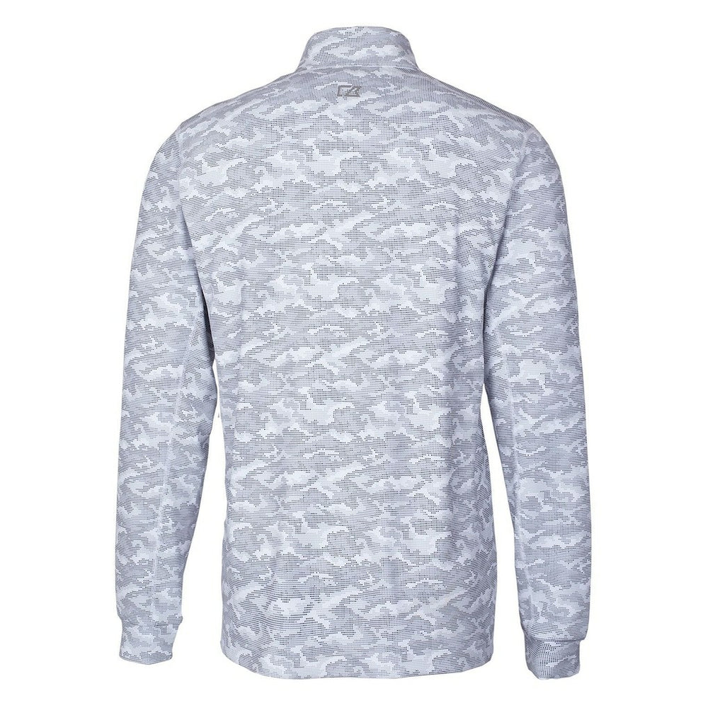 Las Vegas Raiders Cutter & Buck Throwback Logo Traverse Camo Print Stretch Quarter-Zip Pullover Top Charcoal - NFL