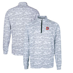Denver Broncos Cutter & Buck Throwback Logo Traverse Camo Print Stretch Quarter-Zip Pullover Top Charcoal - NFL