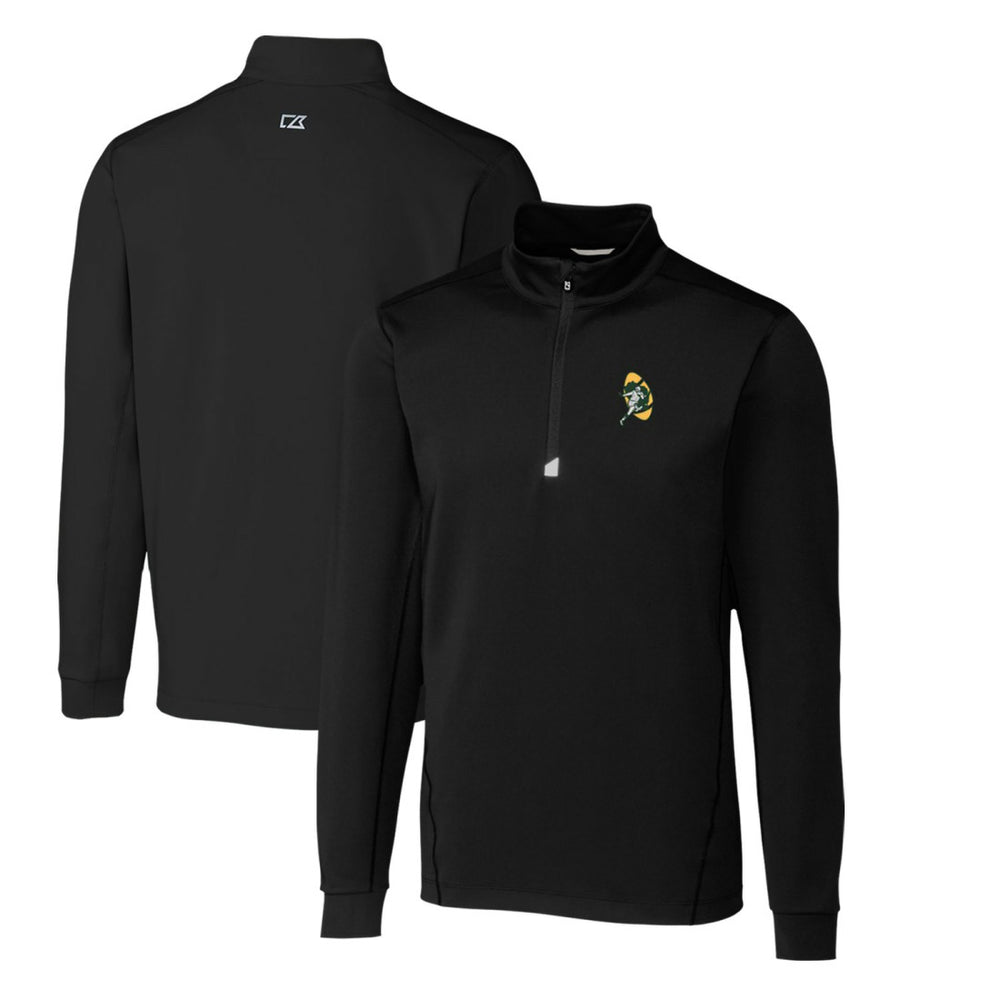Green Bay Packers Cutter & Buck Throwback Logo Traverse Stretch Quarter-Zip Pullover Top Black - NFL