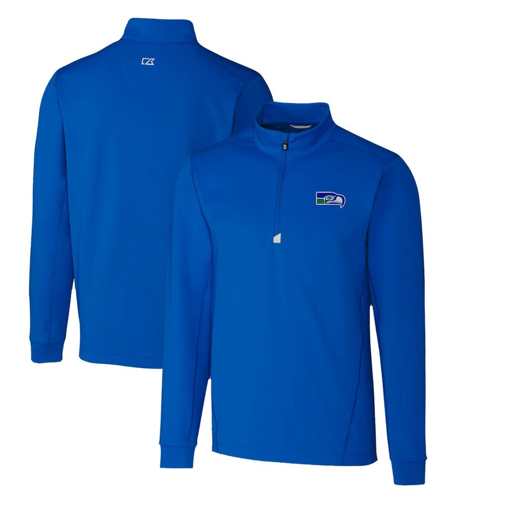 Seattle Seahawks Cutter & Buck Throwback Logo Traverse Stretch Quarter-Zip Pullover Top Royal - NFL