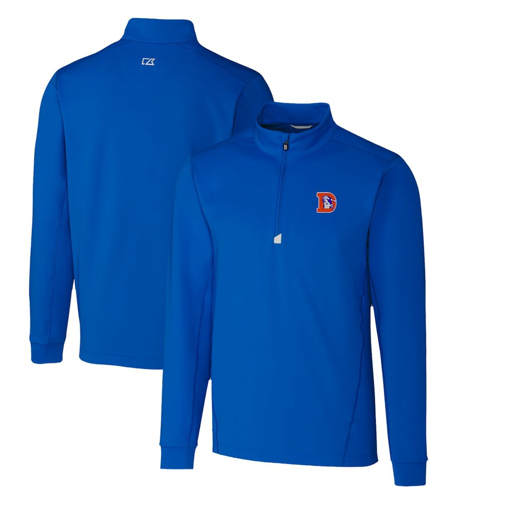 Denver Broncos Cutter & Buck Throwback Logo Traverse Stretch Quarter-Zip Pullover Top Royal - NFL