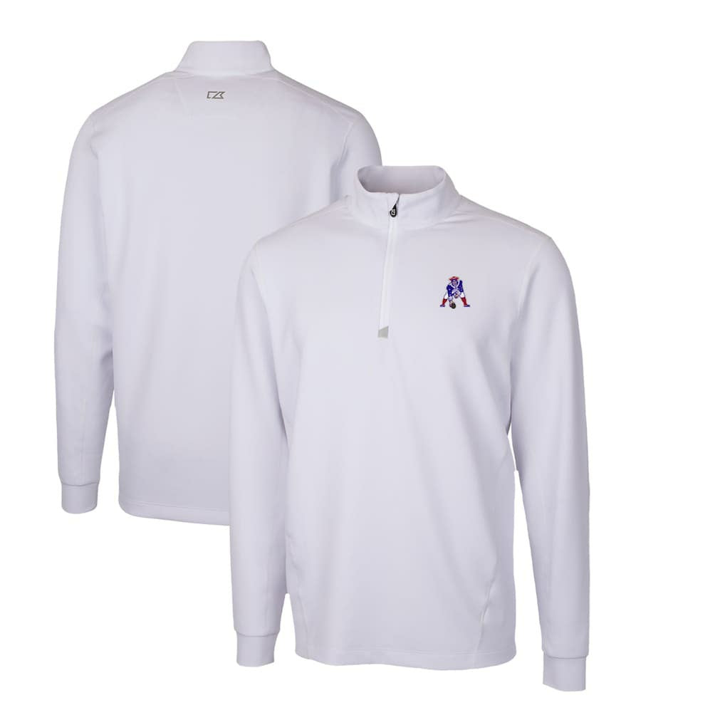 New England Patriots Cutter & Buck Throwback Logo Traverse Stretch Quarter-Zip Pullover Top White - NFL