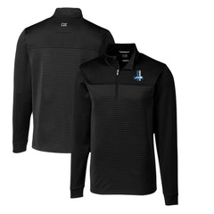 Detroit Lions Cutter & Buck Throwback Logo Traverse Stripe Stretch Quarter-Zip Pullover Top Black - NFL