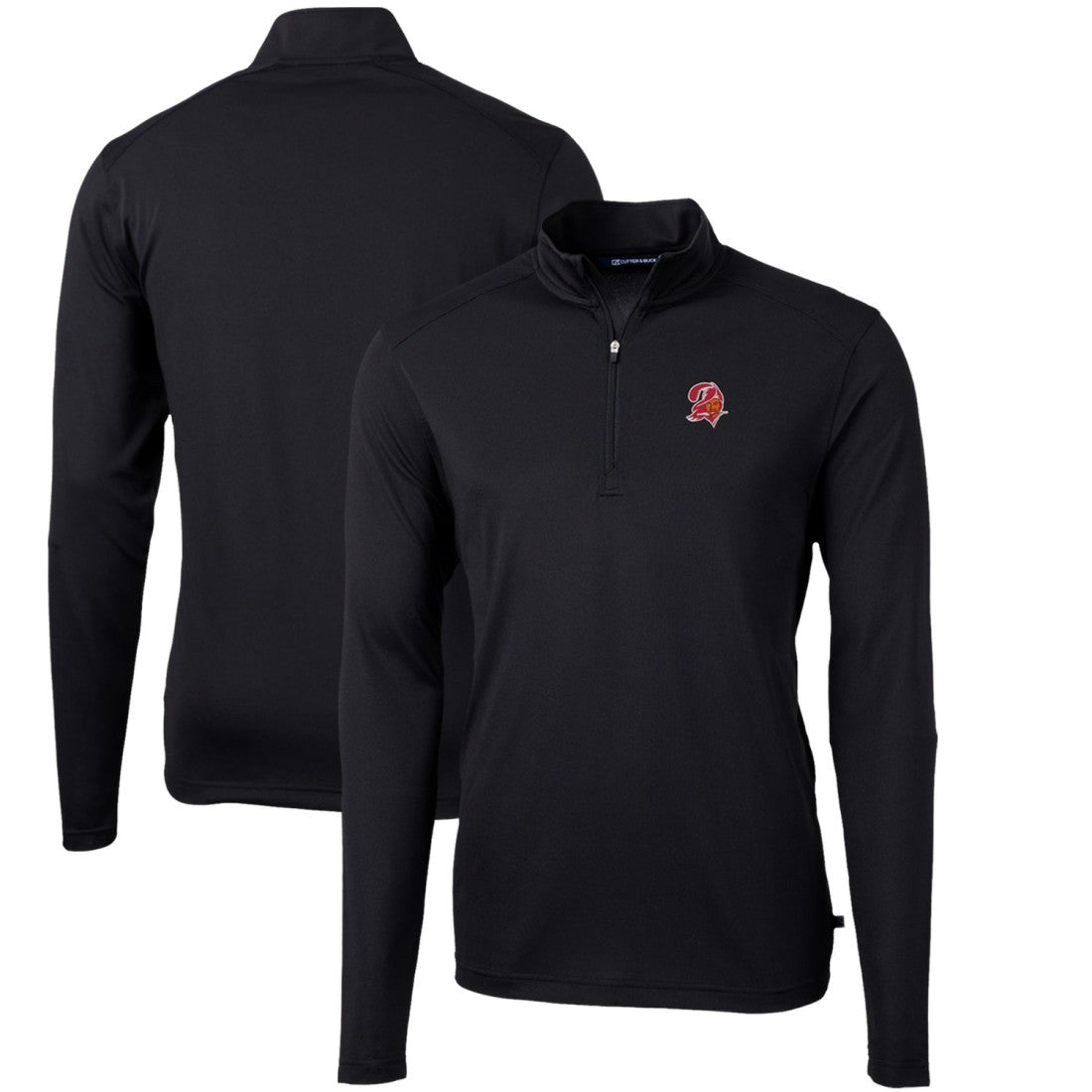 Tampa Bay Buccaneers Cutter & Buck Throwback Logo Virtue Eco Pique Recycled Quarter-Zip Pullover Top Black - NFL