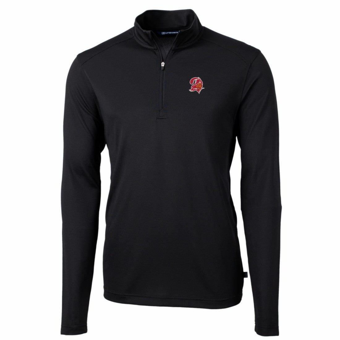 Tampa Bay Buccaneers Cutter & Buck Throwback Logo Virtue Eco Pique Recycled Quarter-Zip Pullover Top Black - NFL