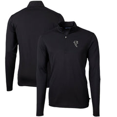 Atlanta Falcons Cutter & Buck Throwback Logo Virtue Eco Pique Recycled Quarter-Zip Pullover Top Black - NFL