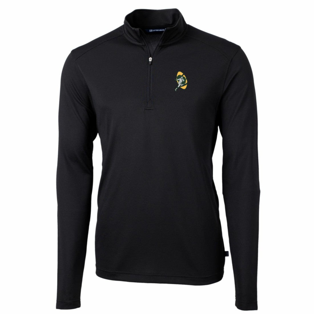 Green Bay Packers Cutter & Buck Throwback Logo Virtue Eco Pique Recycled Quarter-Zip Pullover Top Black - NFL