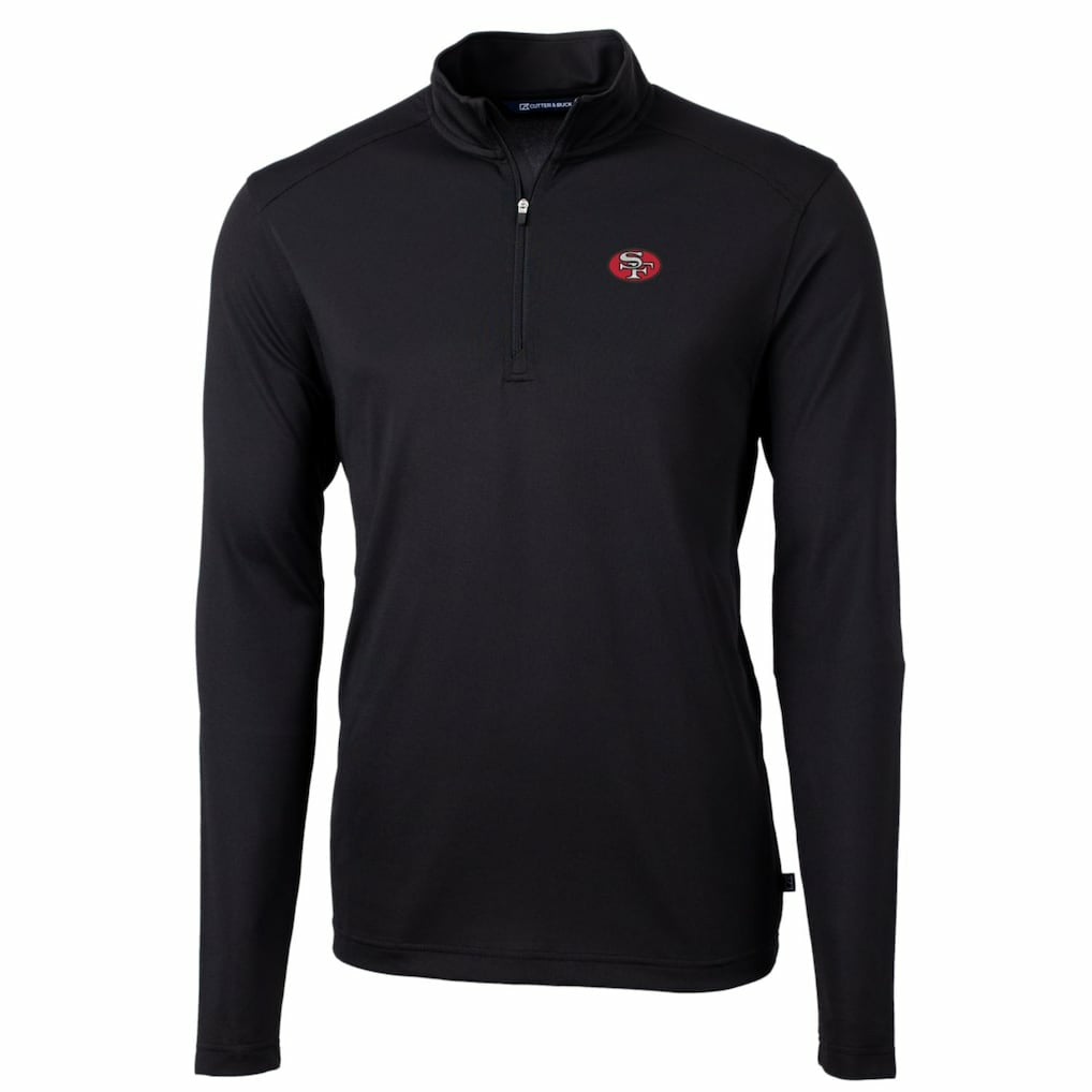 San Francisco 49ers Cutter & Buck Throwback Logo Virtue Eco Pique Recycled Quarter-Zip Pullover Top Black - NFL
