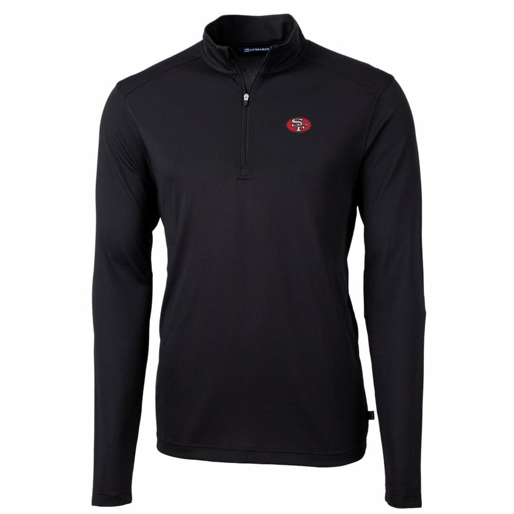 San Francisco 49ers Cutter & Buck Throwback Logo Virtue Eco Pique Recycled Quarter-Zip Pullover Top Black - NFL
