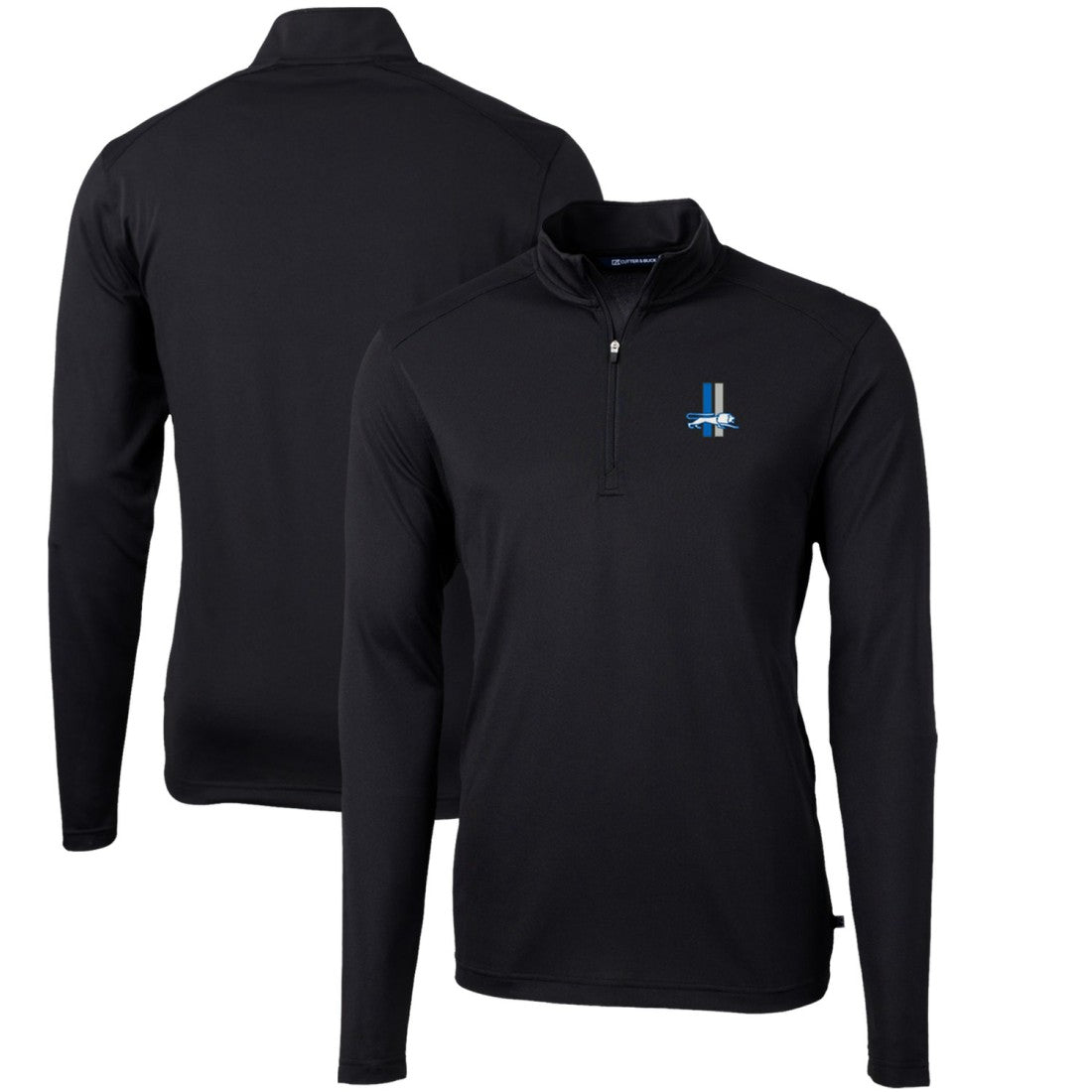 Detroit Lions Cutter & Buck Throwback Logo Virtue Eco Pique Recycled Quarter-Zip Pullover Top Black - NFL
