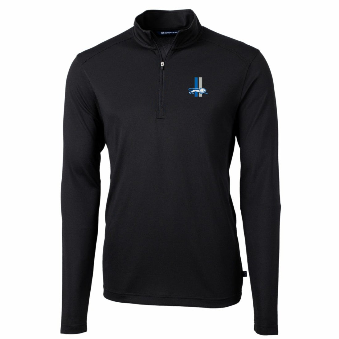 Detroit Lions Cutter & Buck Throwback Logo Virtue Eco Pique Recycled Quarter-Zip Pullover Top Black - NFL