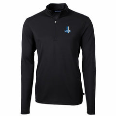 Detroit Lions Cutter & Buck Throwback Logo Virtue Eco Pique Recycled Quarter-Zip Pullover Top Black - NFL