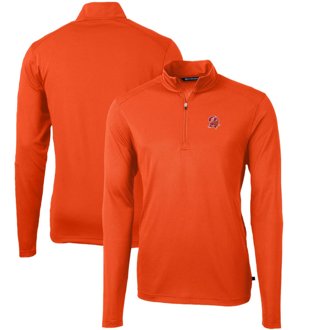 Tampa Bay Buccaneers Cutter & Buck Throwback Logo Virtue Eco Pique Recycled Quarter-Zip Pullover Top Orange - NFL